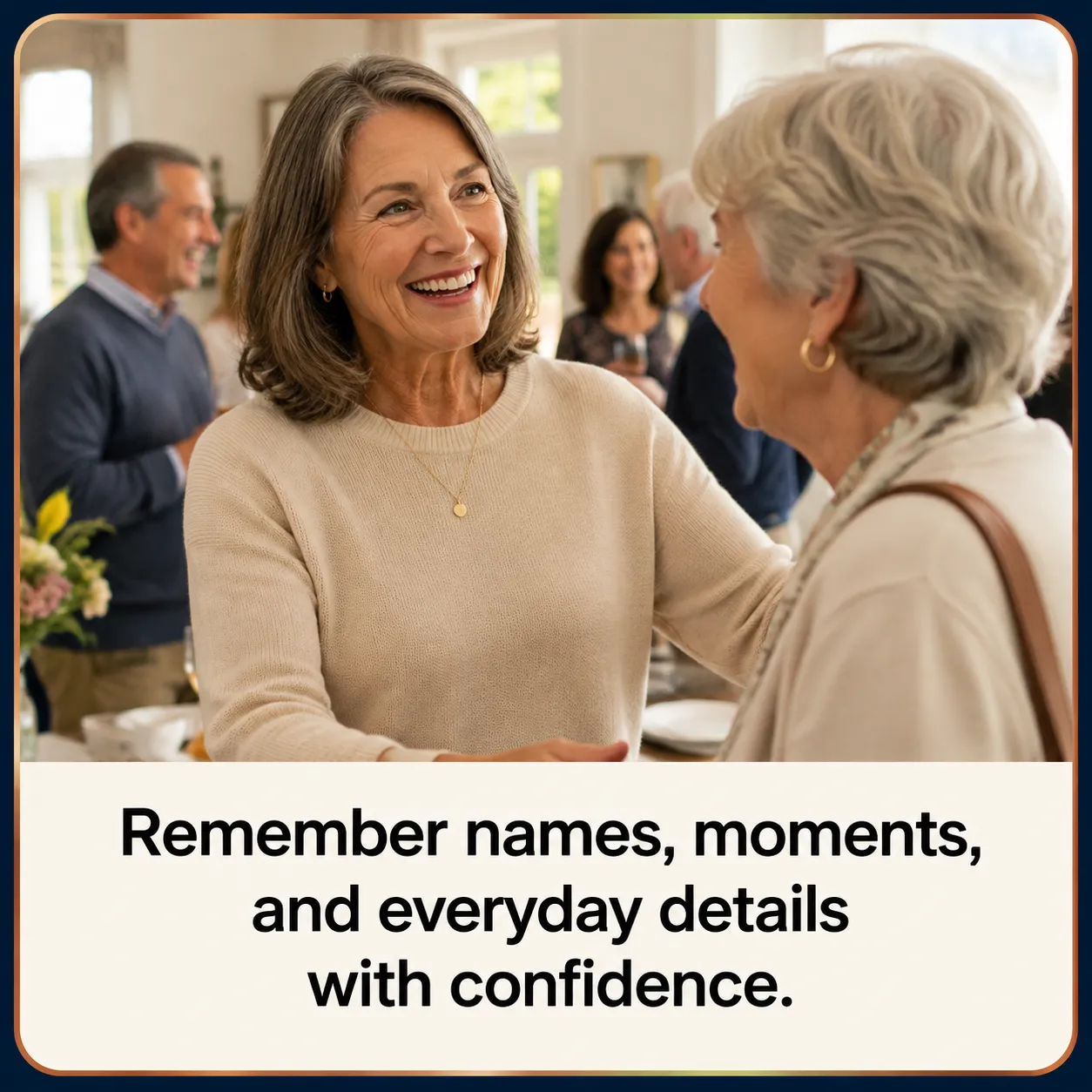 Woman confidently greeting a friend by name