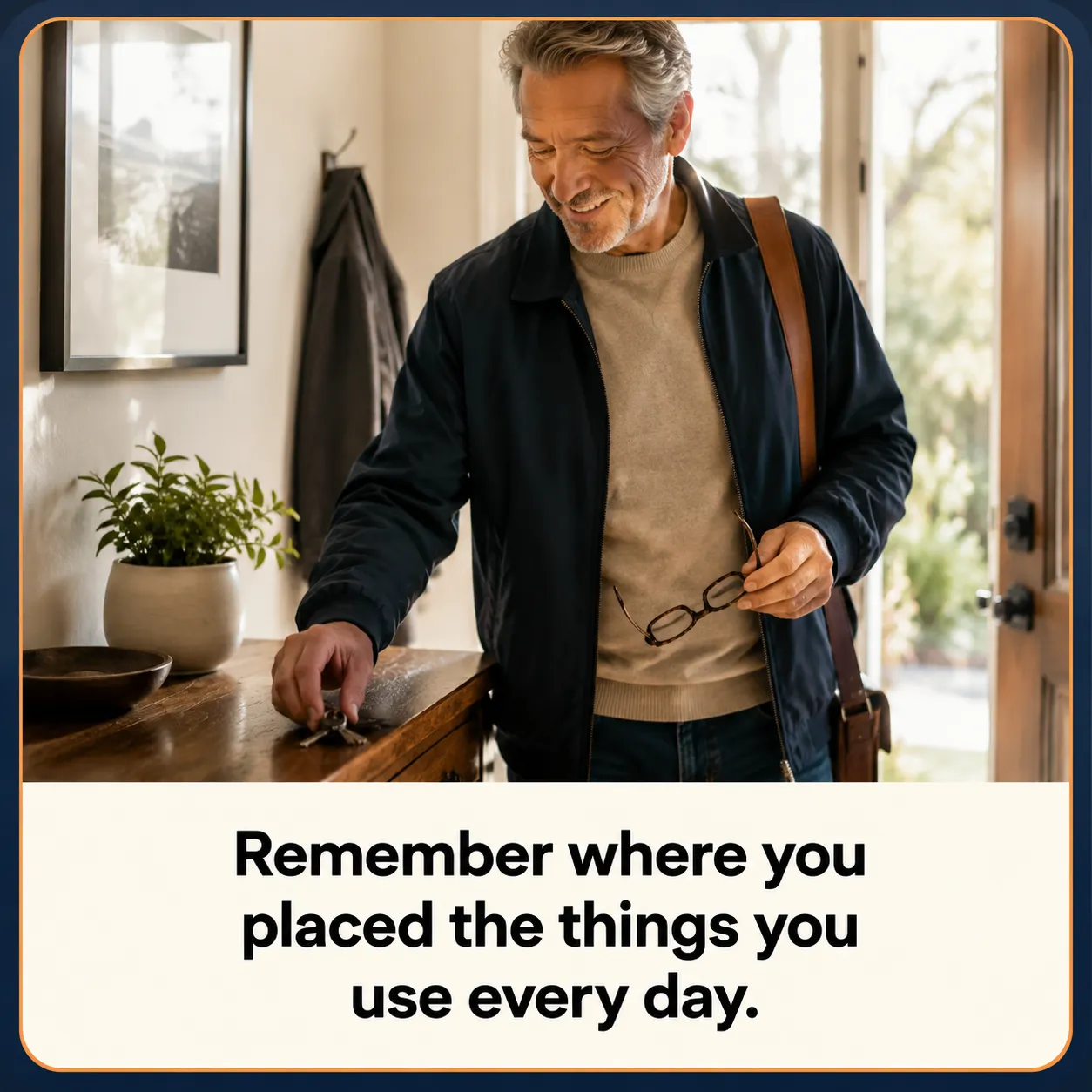 Man remembering where he placed his keys
